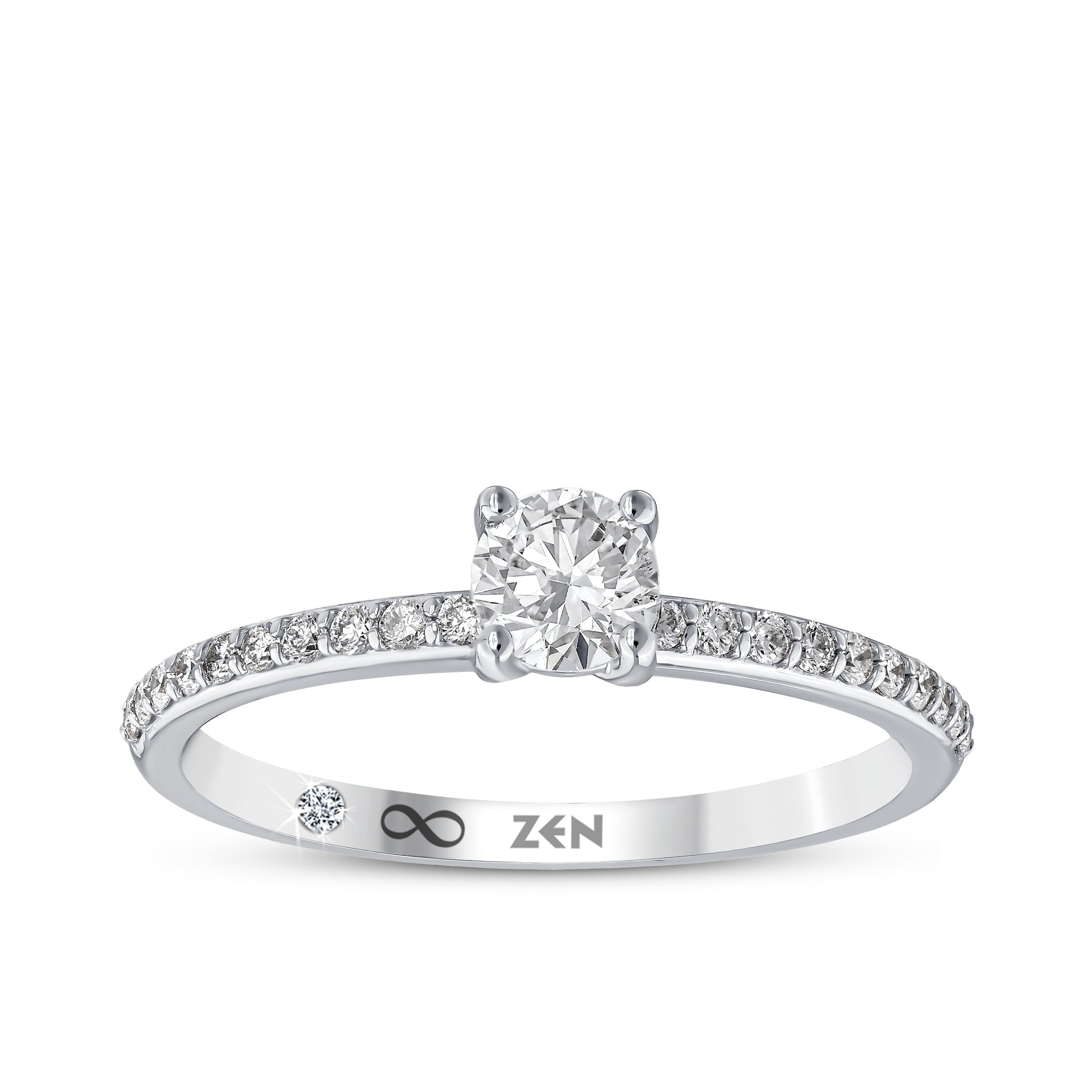 Diamond Side Stone Engagement Ring