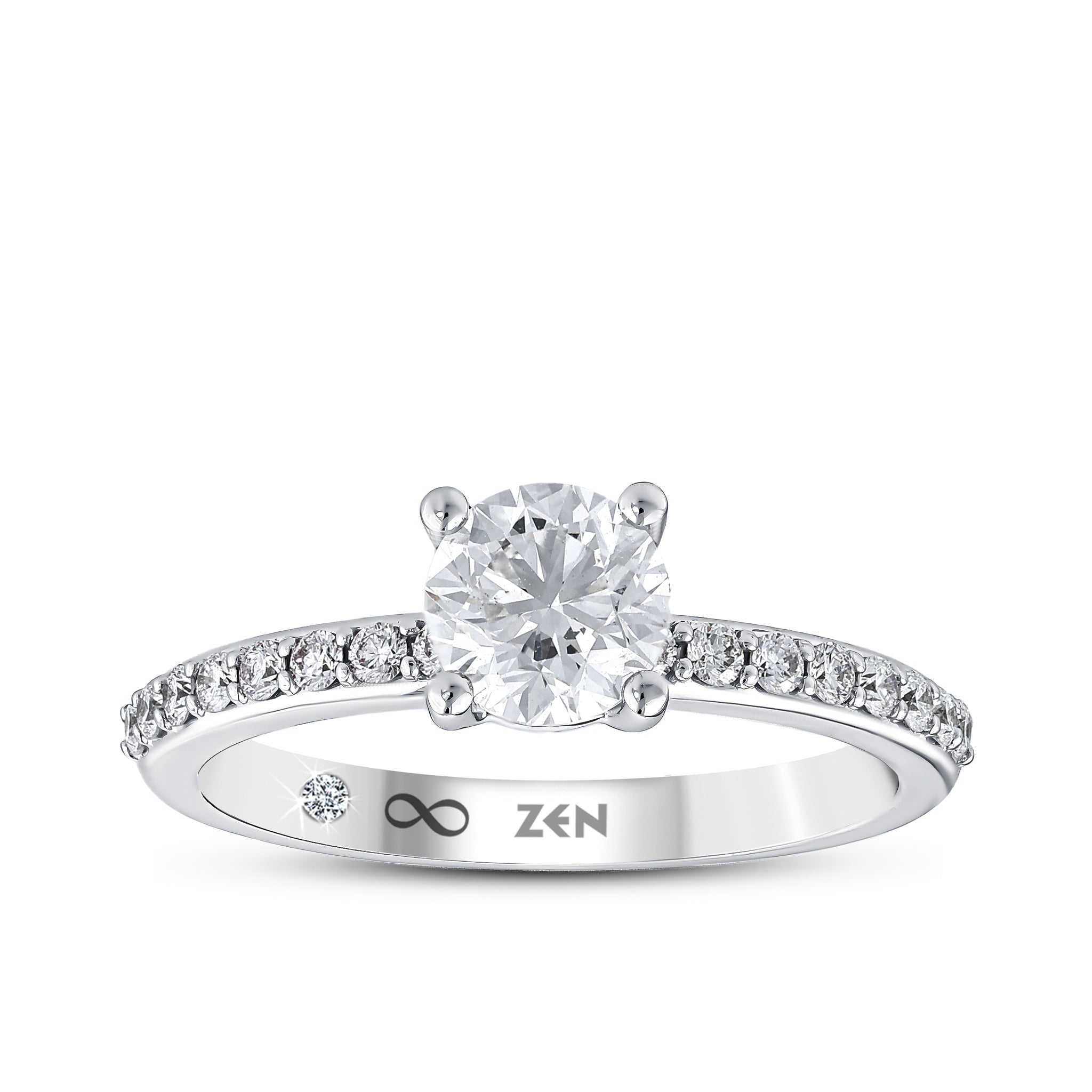Diamond Side Stone Engagement Ring