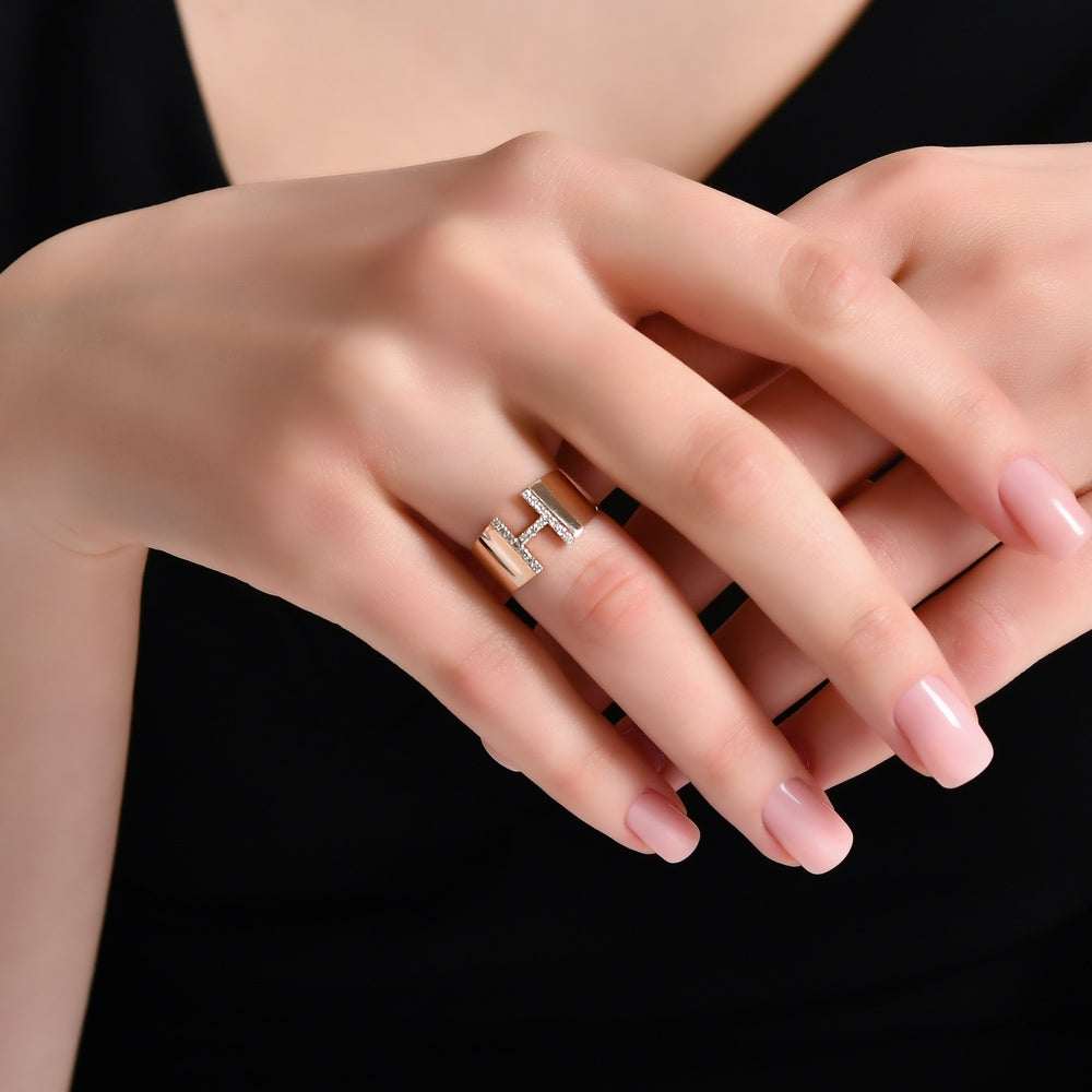 Diamond Initial Ring H