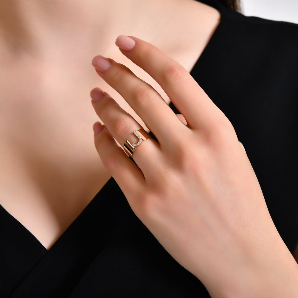 Diamond Initial Ring J