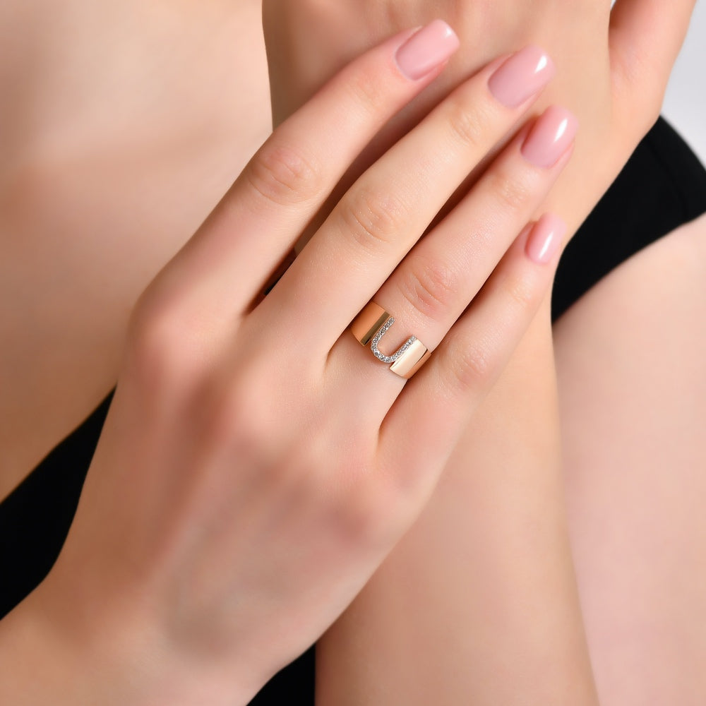 Diamond Initial Ring U