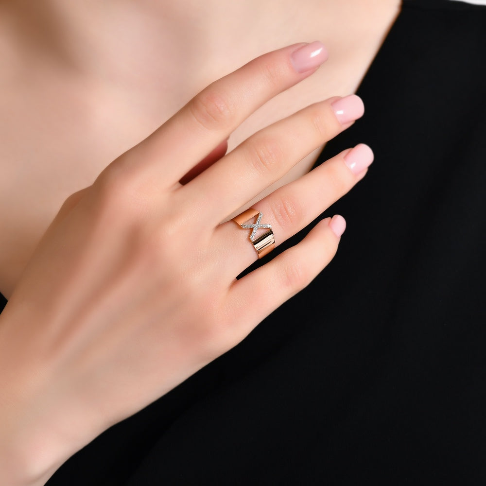 Diamond Initial Ring X