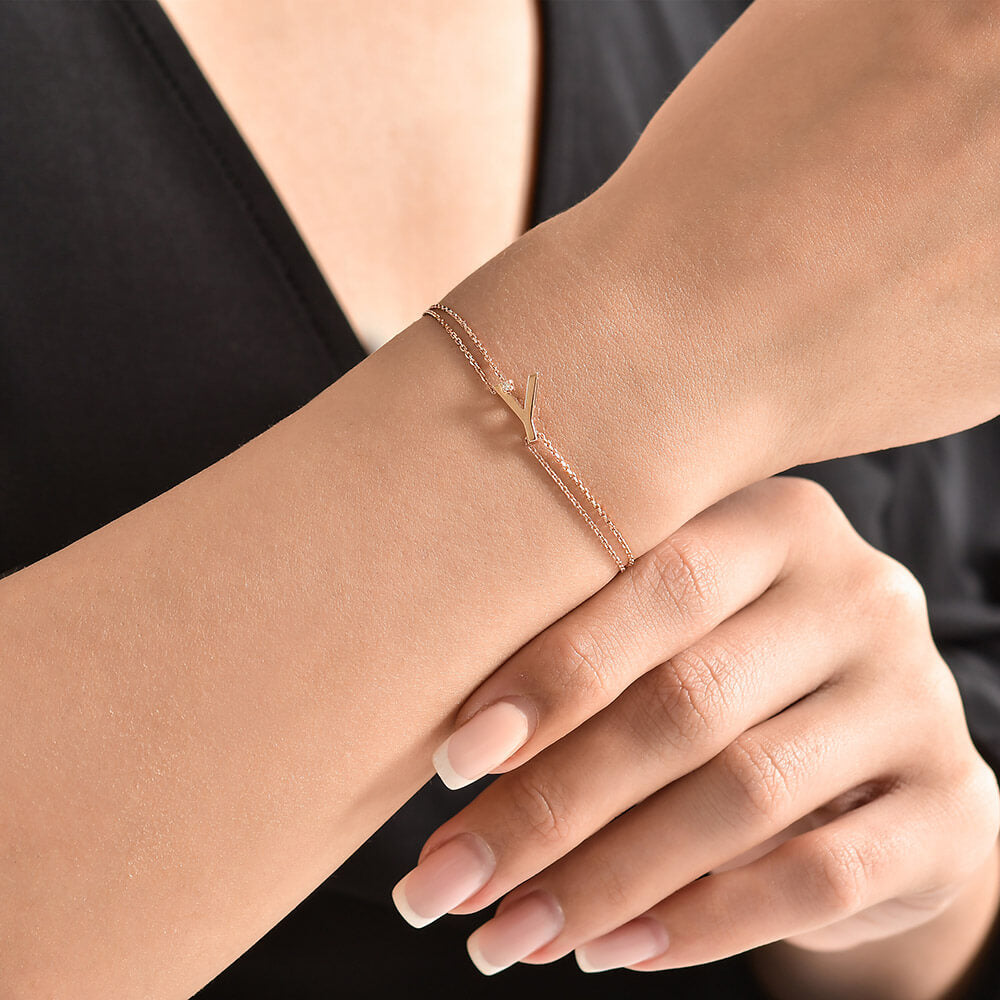 Diamond Initial Bracelet Y