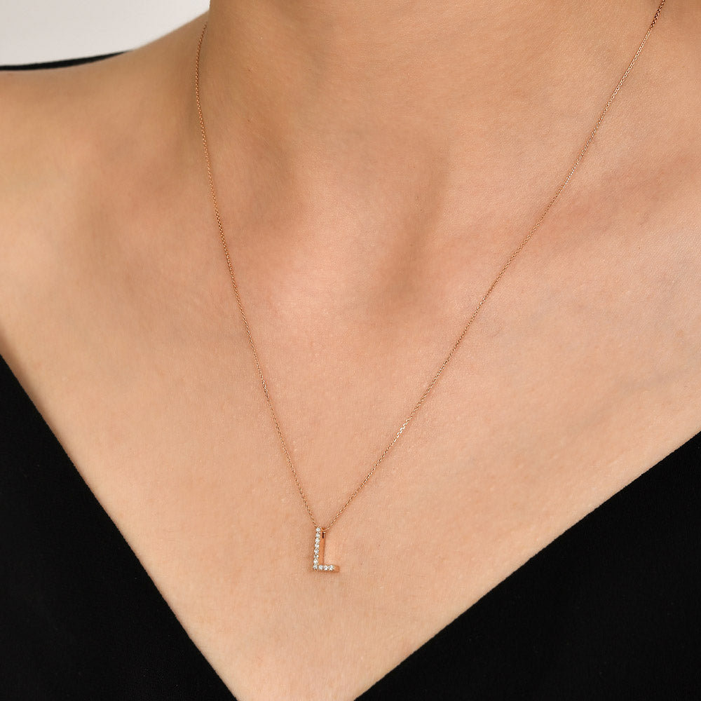 Diamond Initial Necklace L