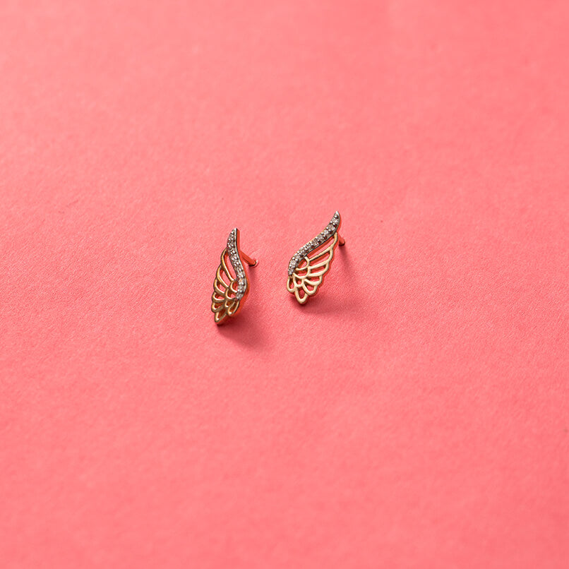 Angel Wing Diamond Stud Earrings