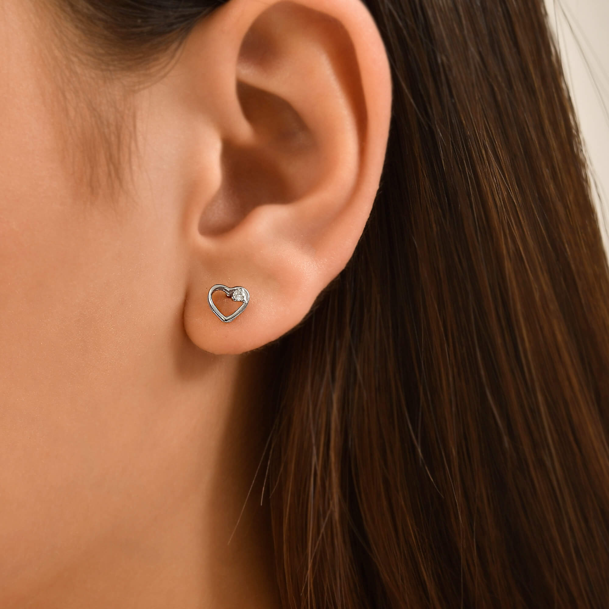 Heart Diamond Stud Earrings
