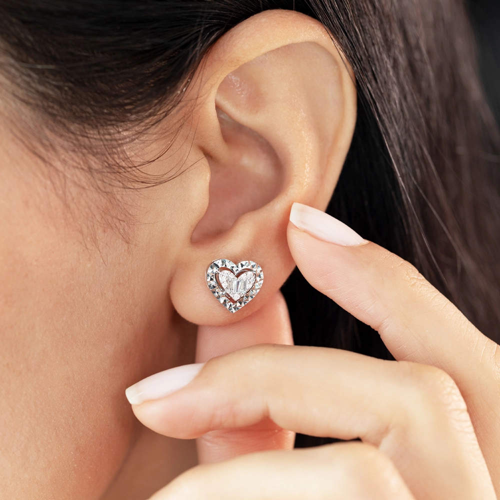 Heart Diamond Stud Earrings