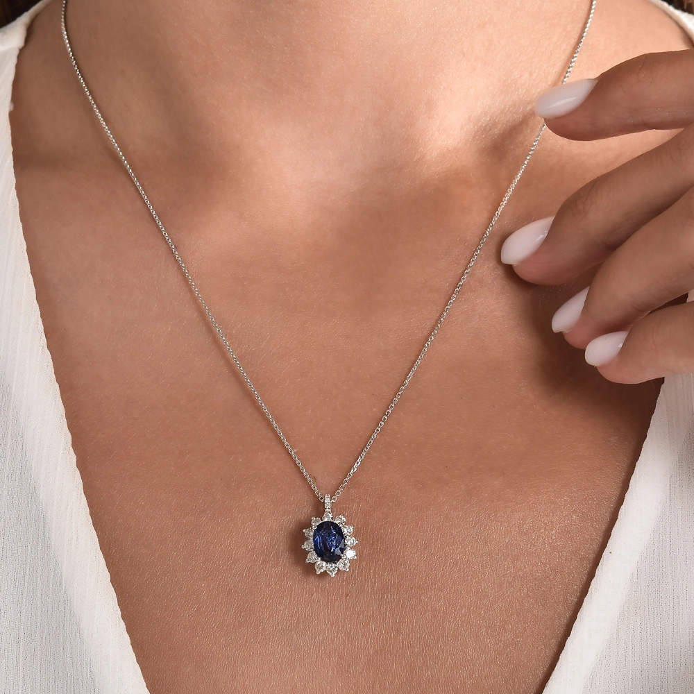 Sapphire Pendant with Chain