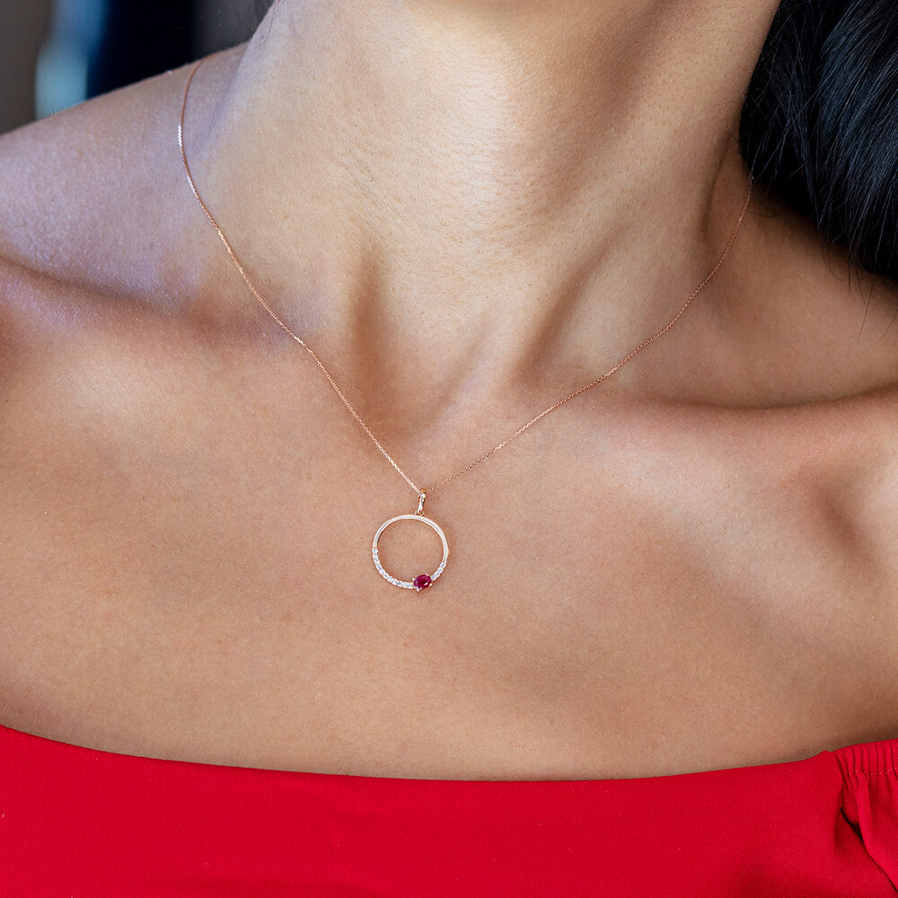 Ruby Pendant with Chain