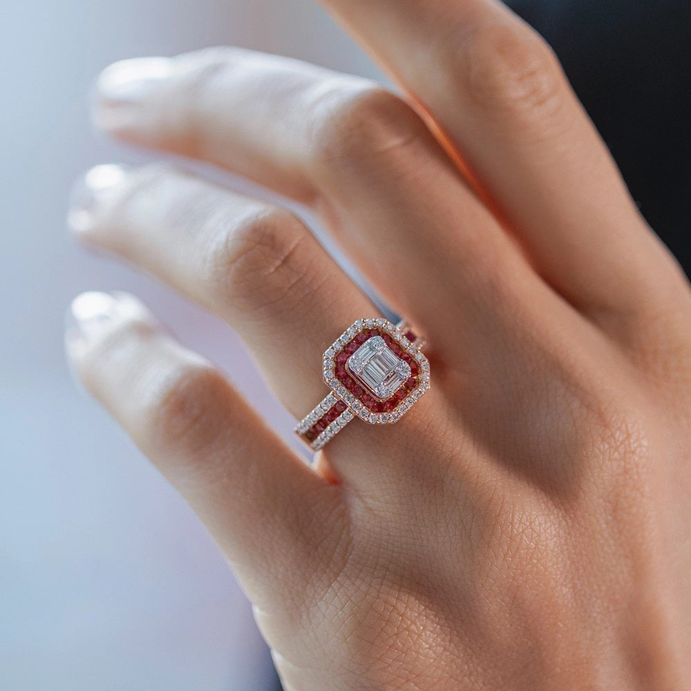 Ruby Baguette Diamond Ring