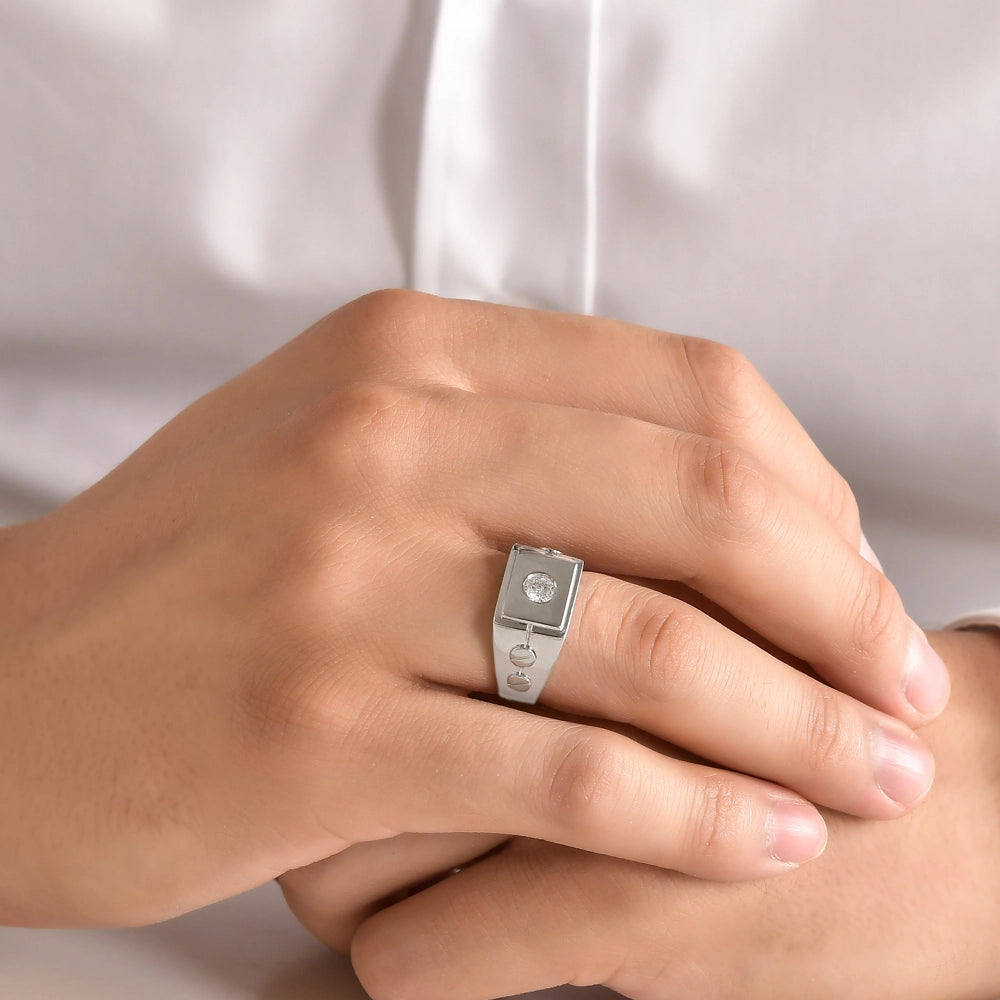 Men Silver Diamond Ring