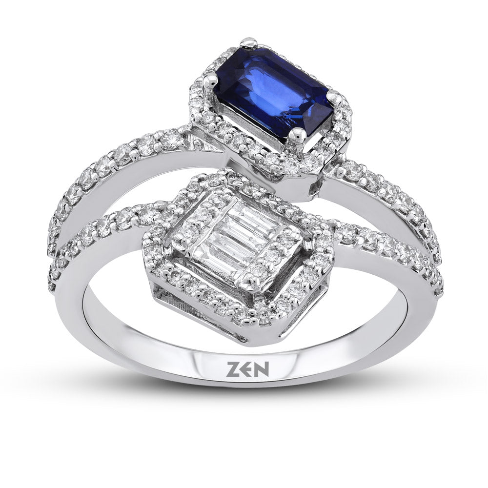 Sapphire Baguette Diamond Ring