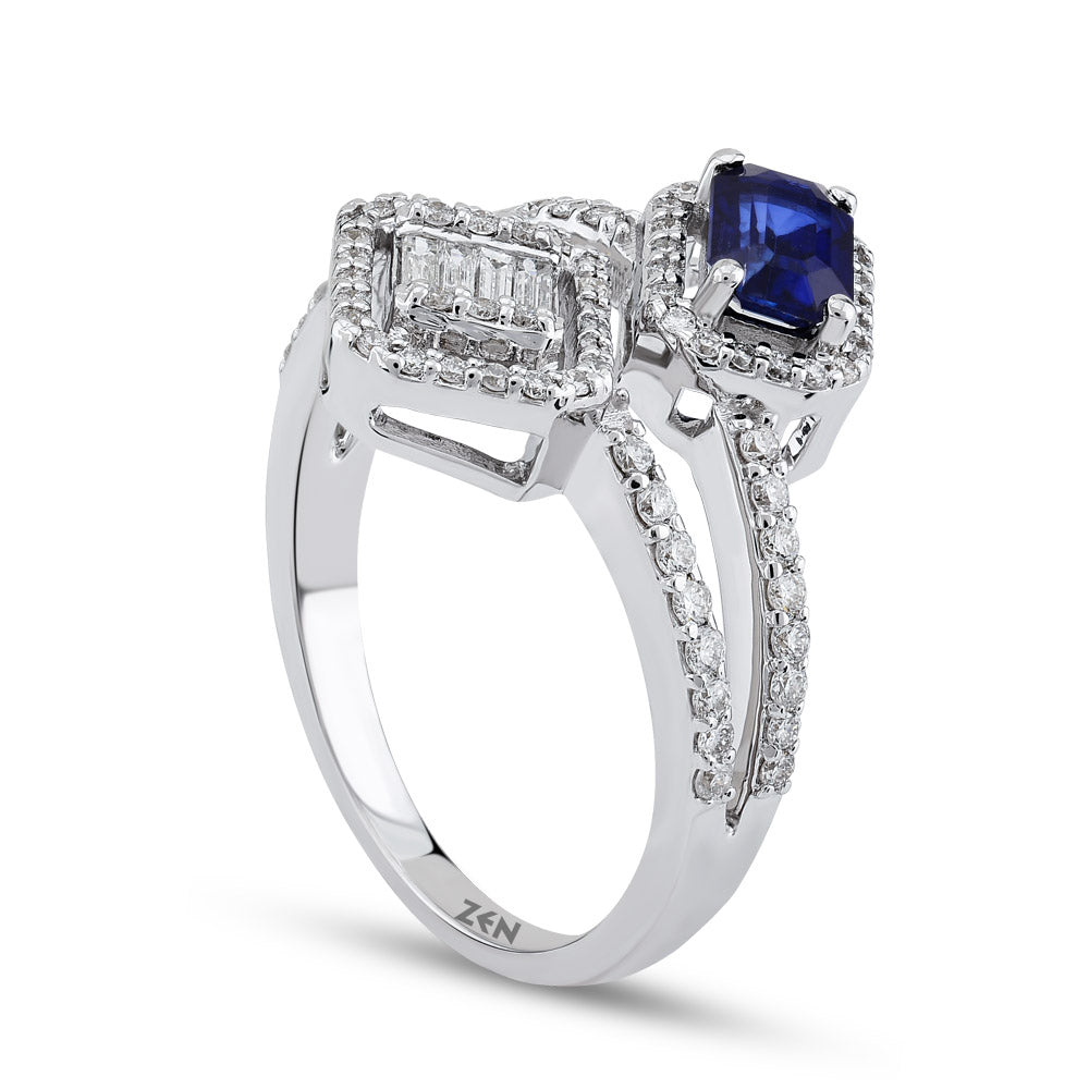 Sapphire Baguette Diamond Ring