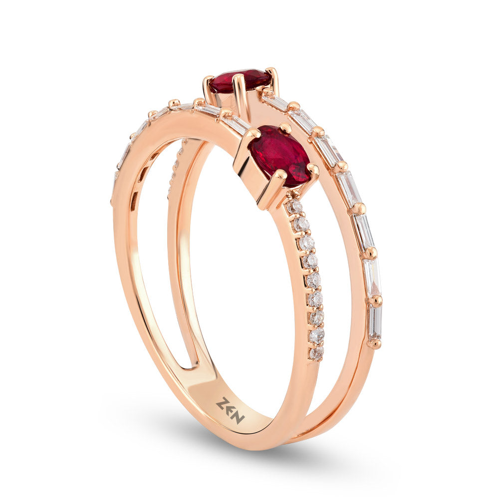 Ruby Baguette Diamond Ring