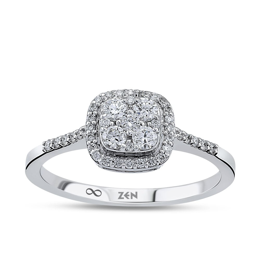 14K white gold design diamond ring
