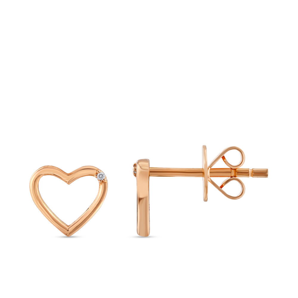 Heart Diamond Stud Earrings