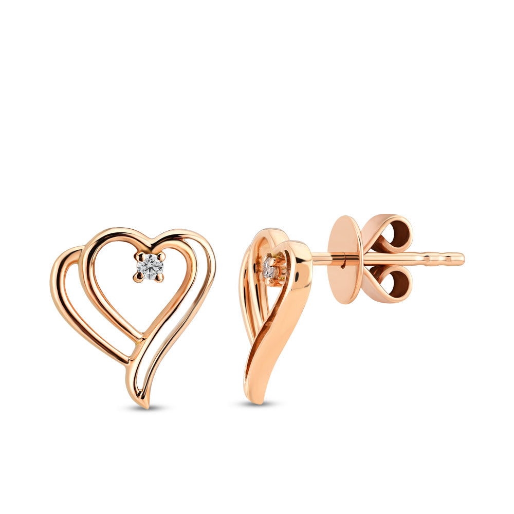 Heart Diamond Stud Earrings