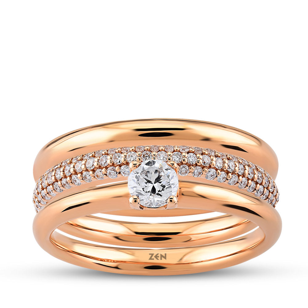 Three-Row Diamond Ring