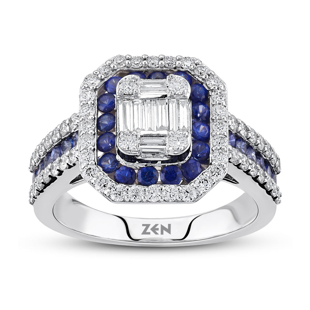 Sapphire Baguette Diamond Ring