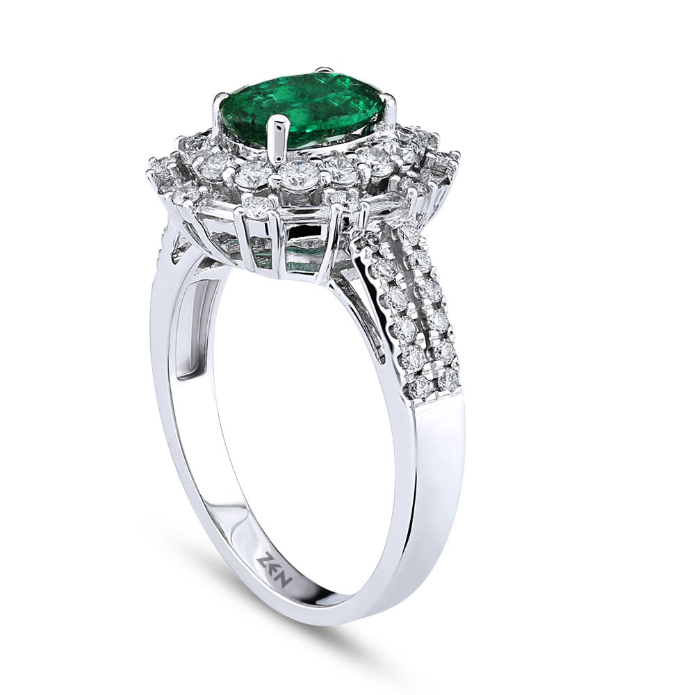 Emerald Baguette Diamond Ring