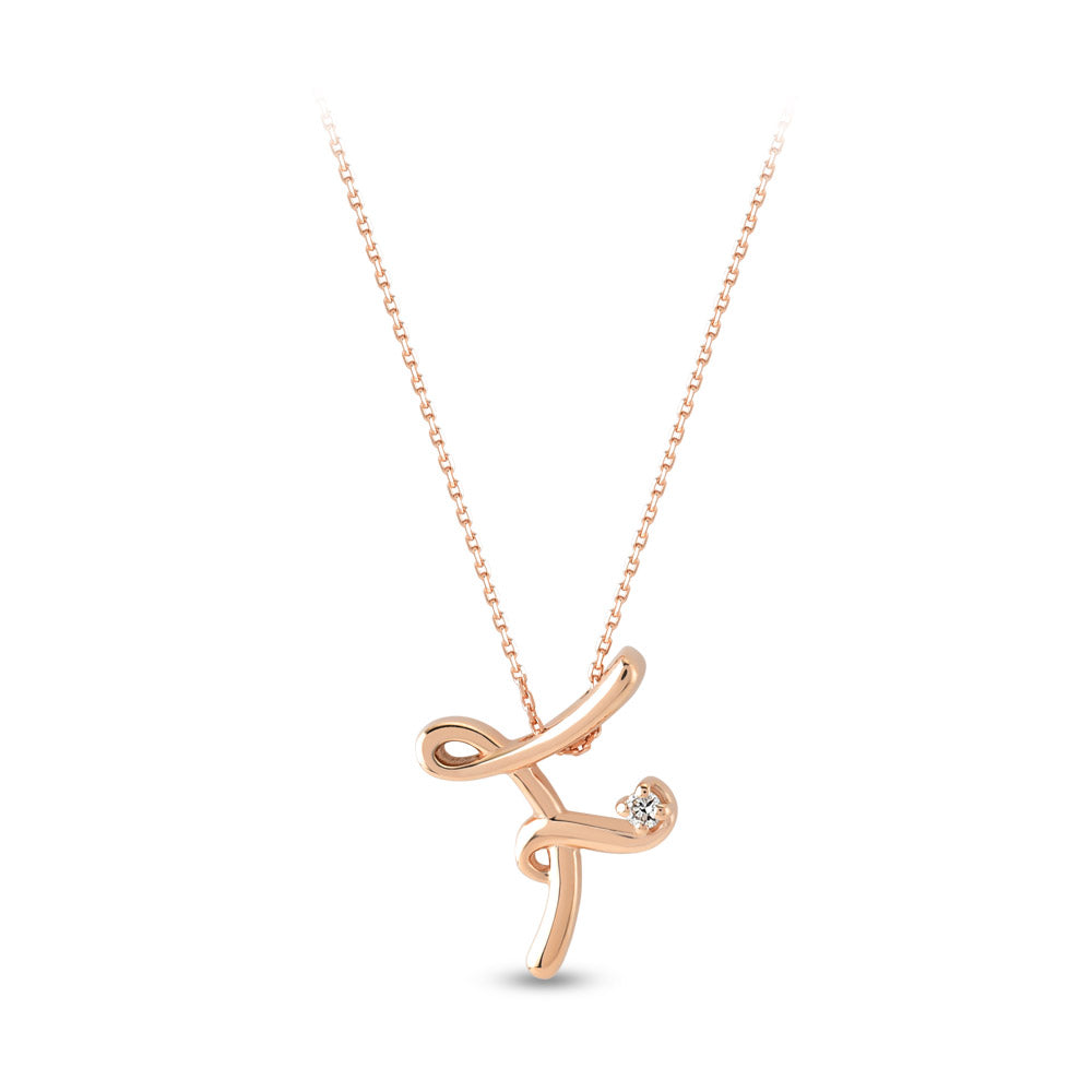Diamond Initial Necklace F