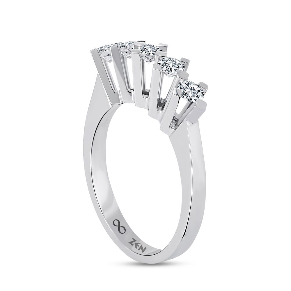 14K white gold five stone diamond ring