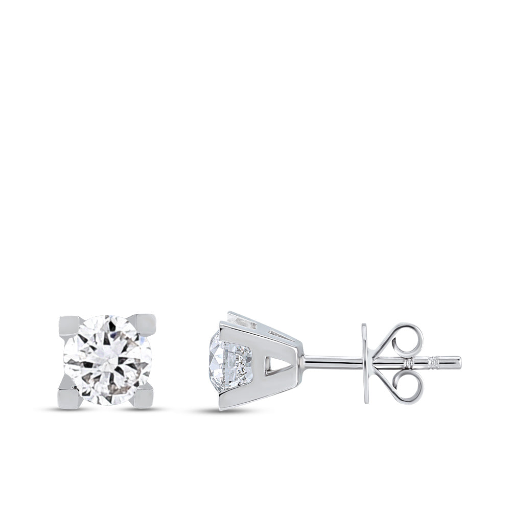 Solitaire Diamond Stud Earrings