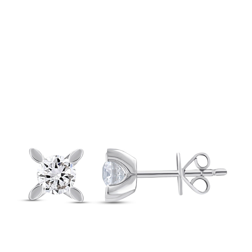 Solitaire Diamond Stud Earrings