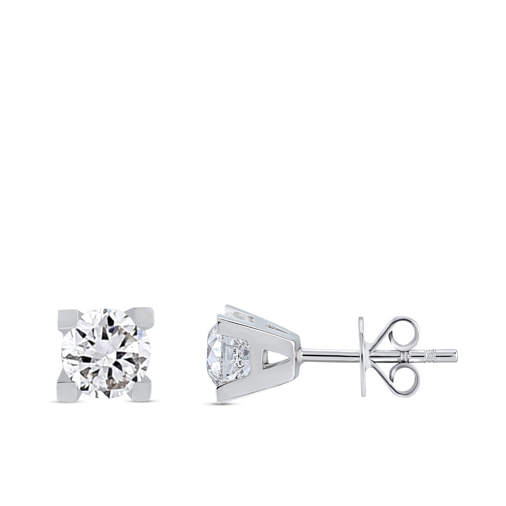 Solitaire Diamond Stud Earrings