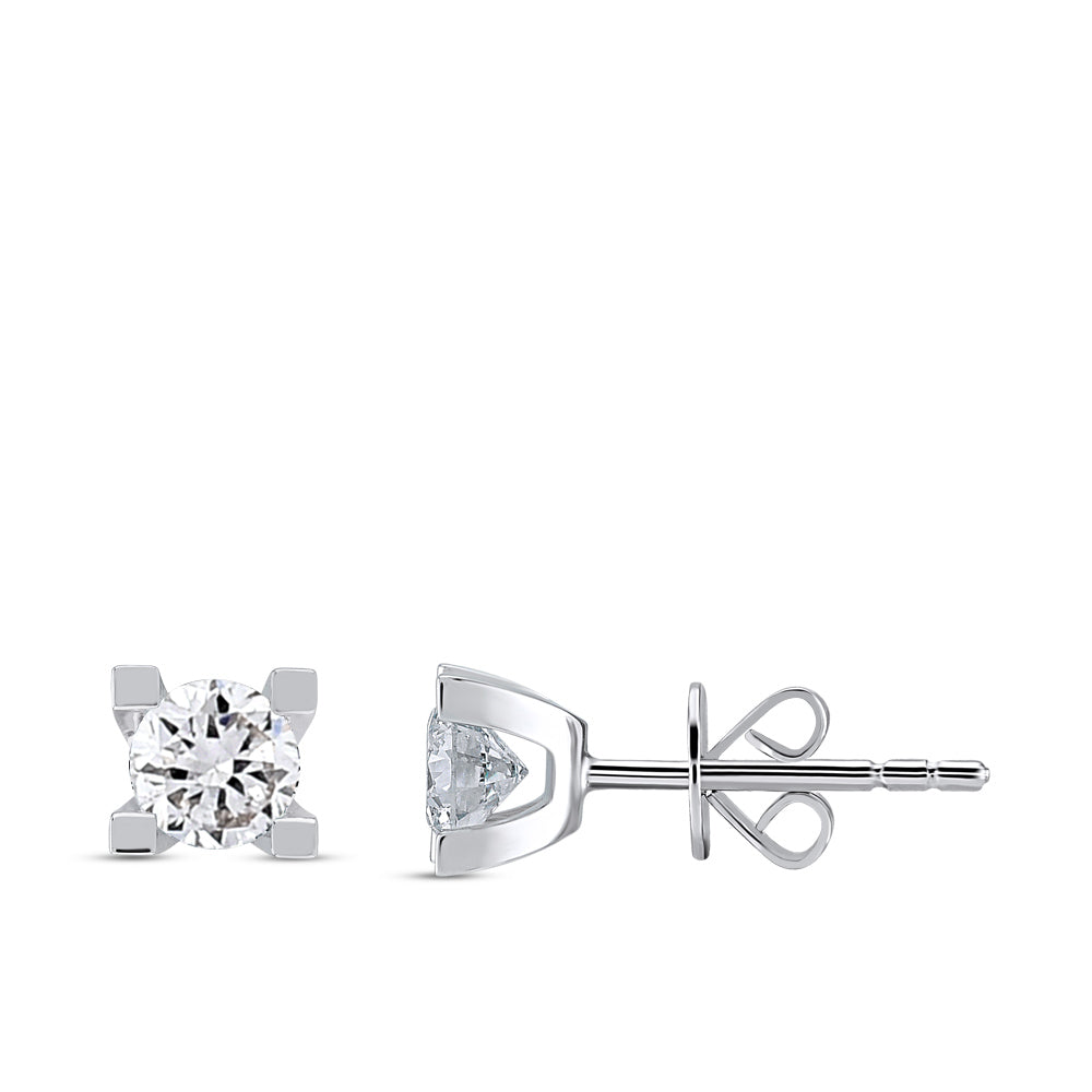 Solitaire Diamond Stud Earrings