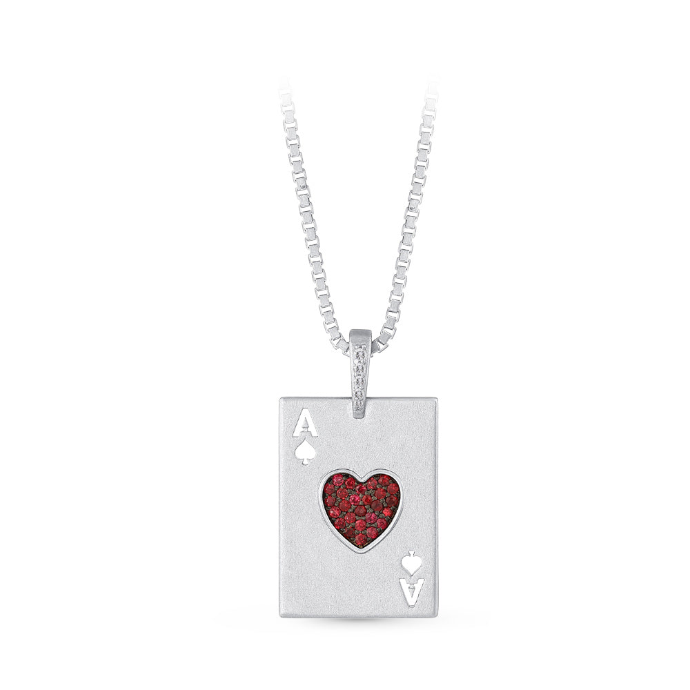 Ace of Hearts Silver Necklace