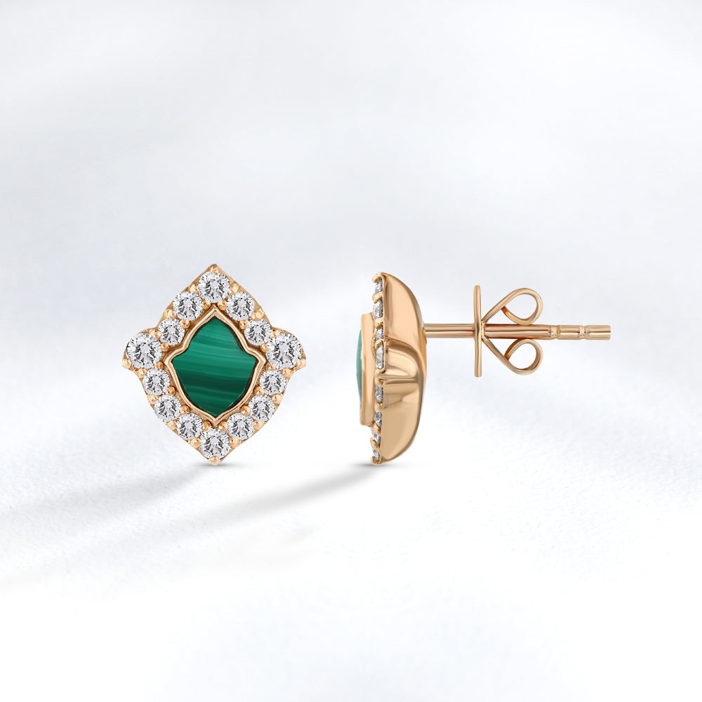 Malachite Diamond Earrings