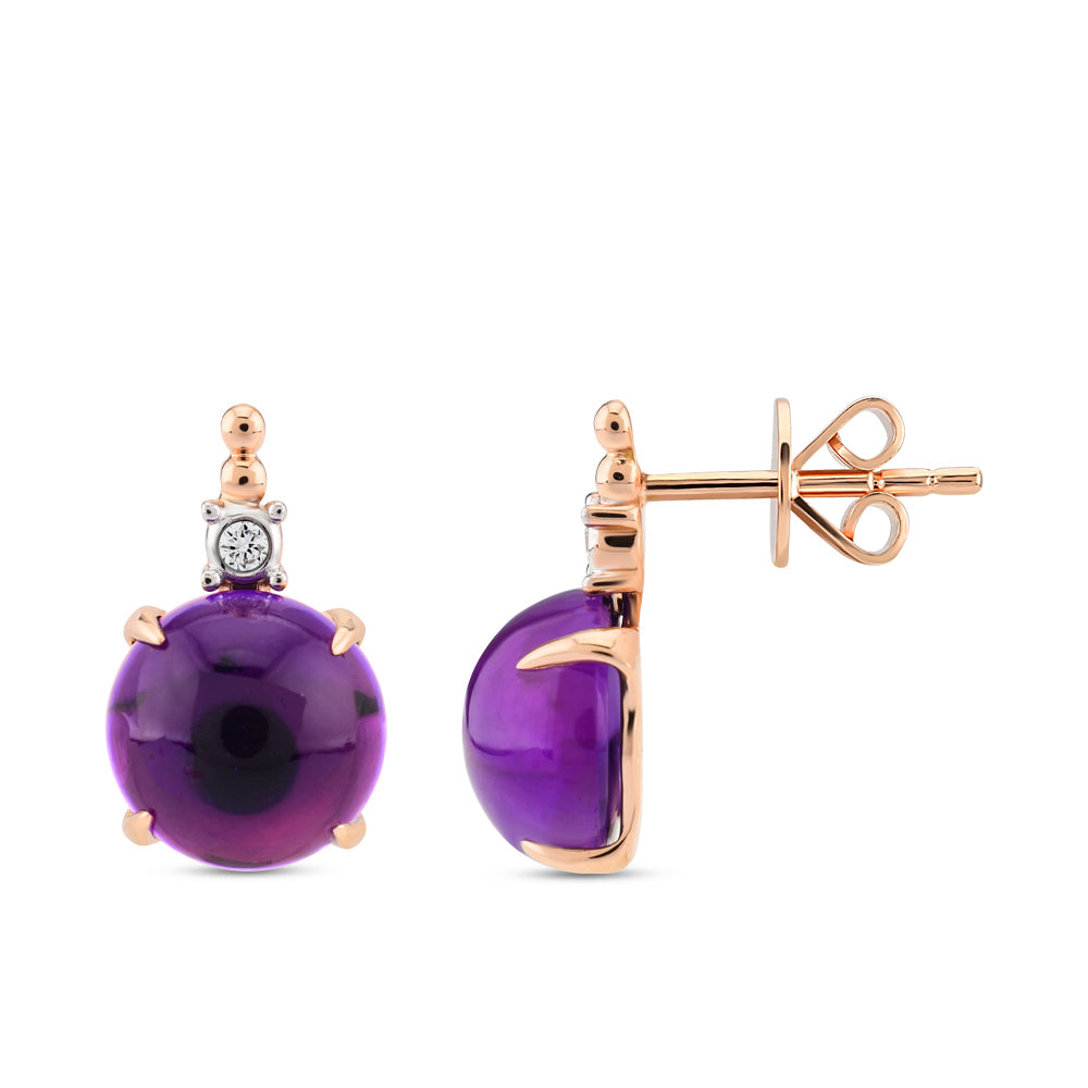Cabochon Amethyst Stud Earrings