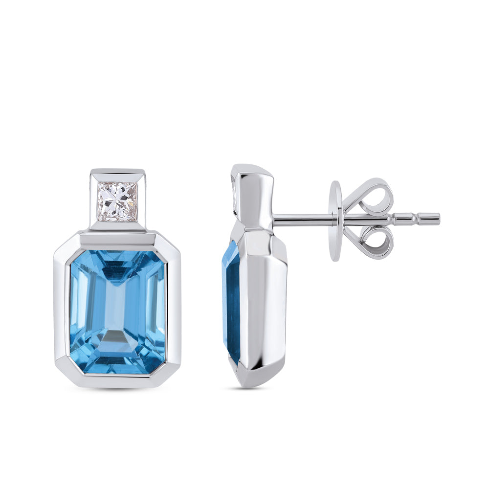 Blue Topaz Stud Earrings