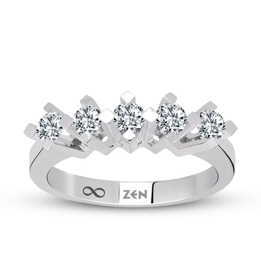 14K white gold five stone diamond ring