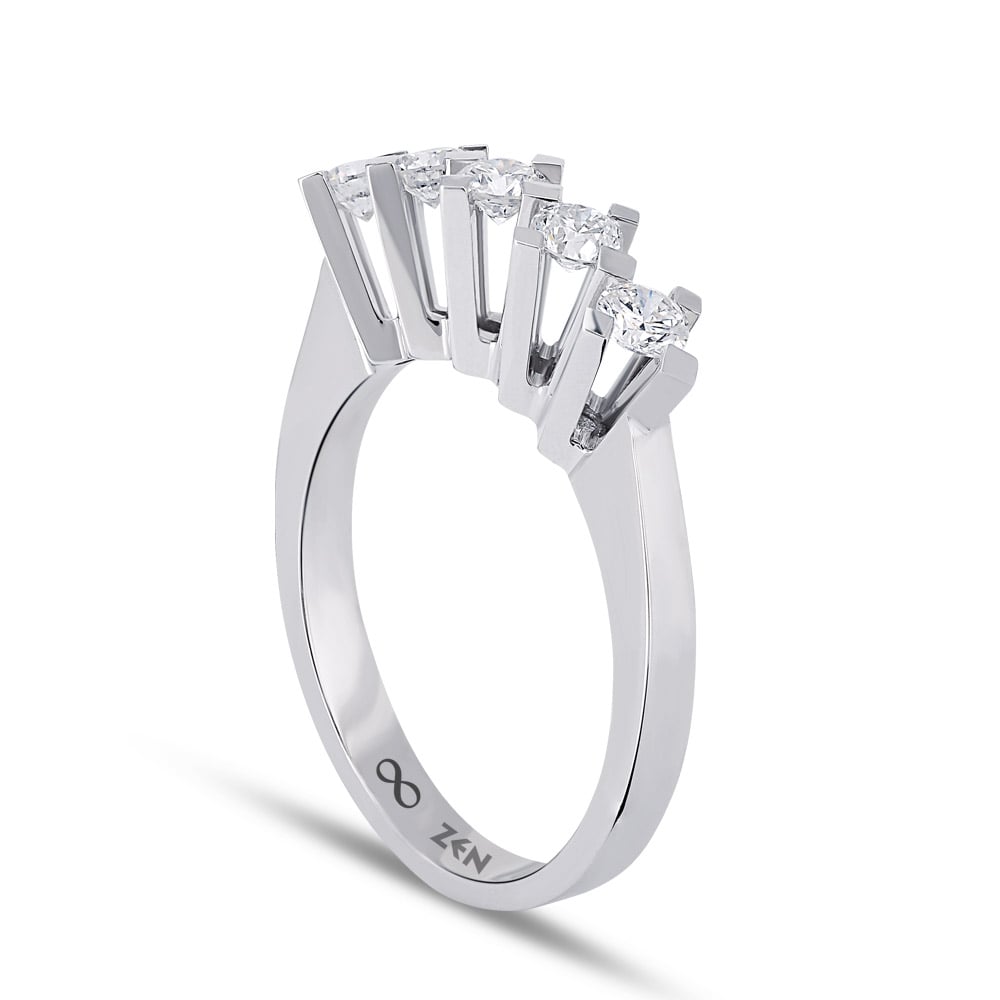 14K white gold five stone diamond ring