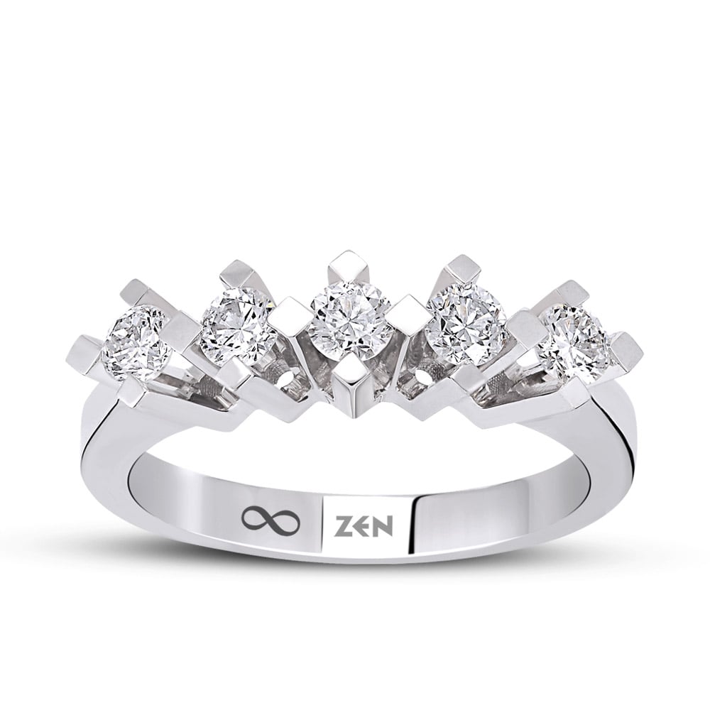 14K white gold five stone diamond ring
