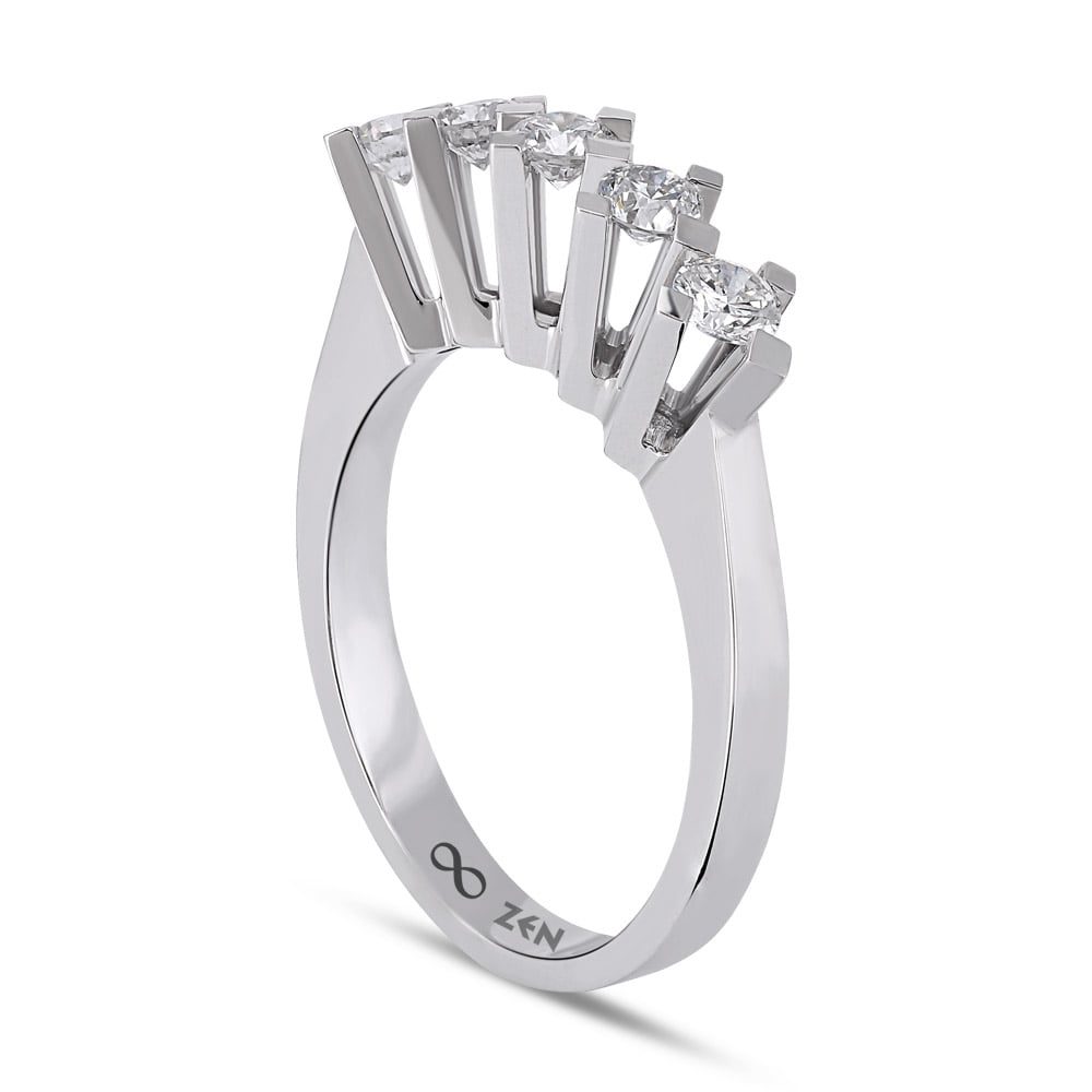 14K white gold five stone diamond ring