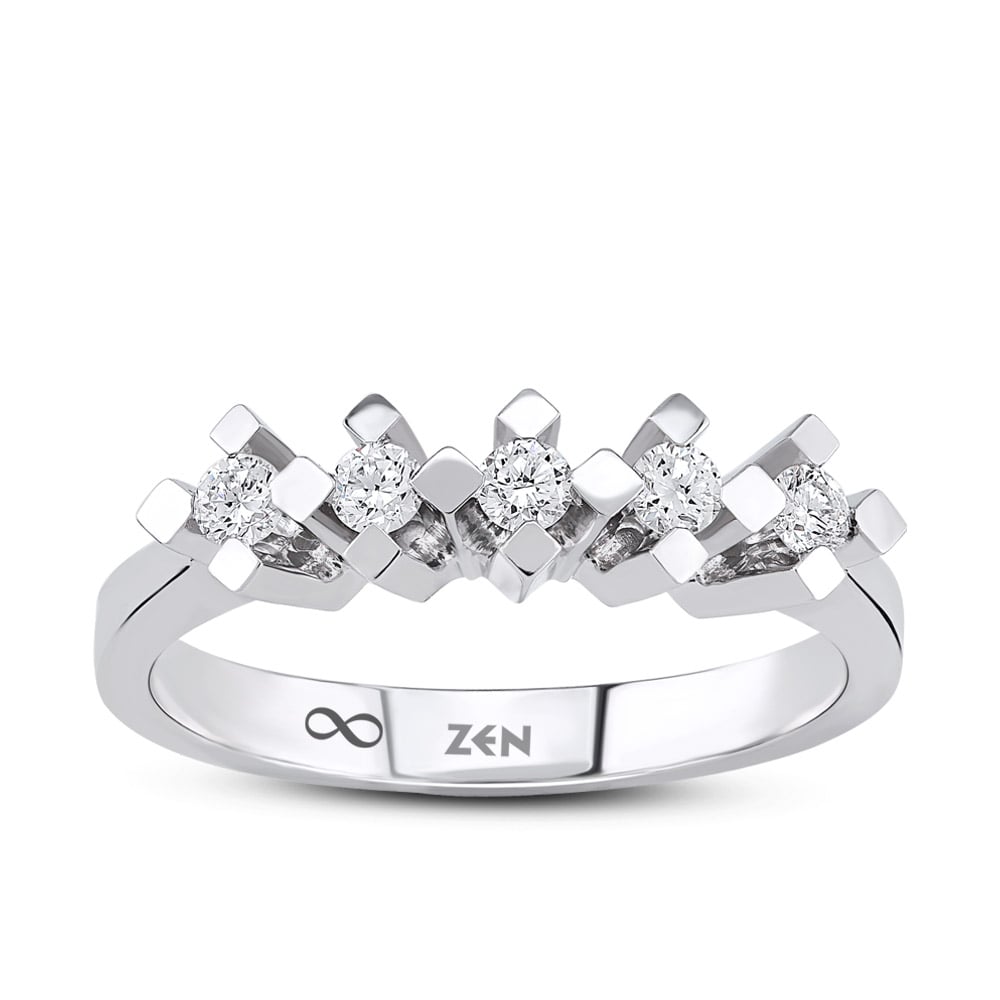 14K white gold five stone diamond ring