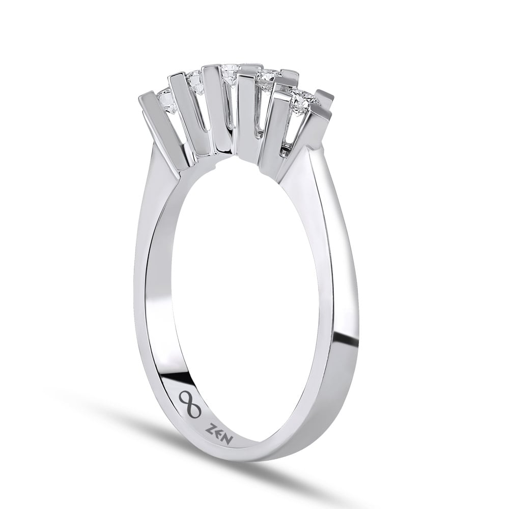 14K white gold five stone diamond ring