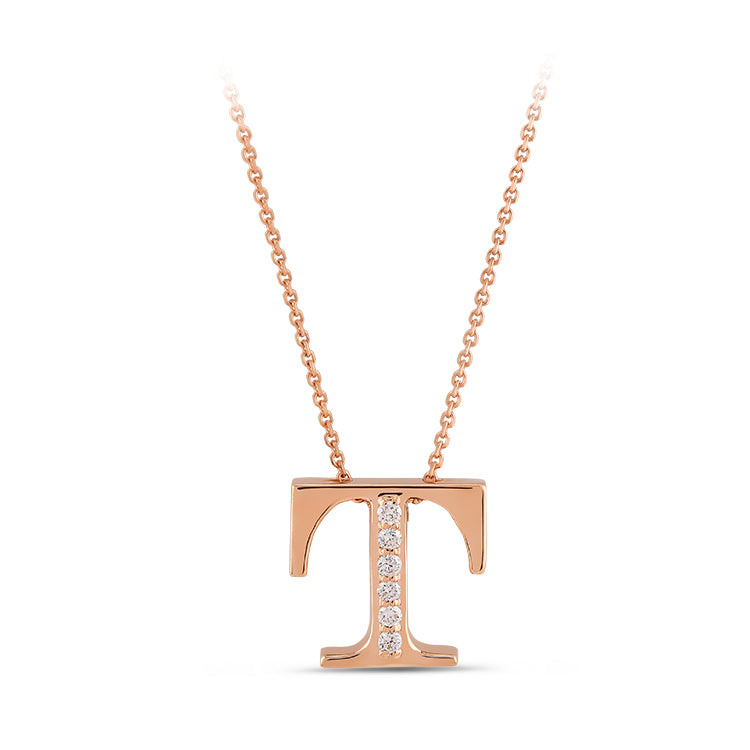 Diamond Initial Necklace T
