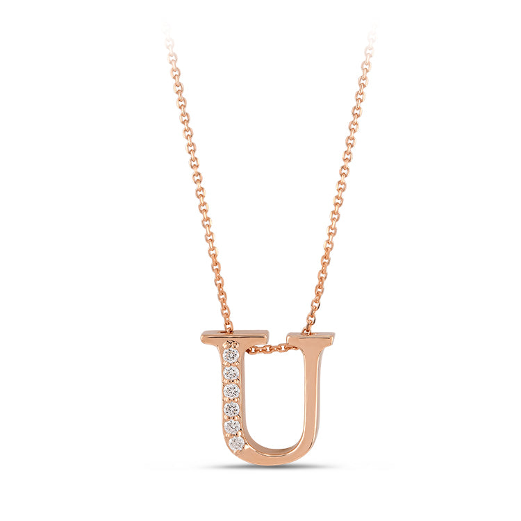 Diamond Initial Necklace U
