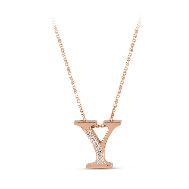 Diamond Initial Necklace Y