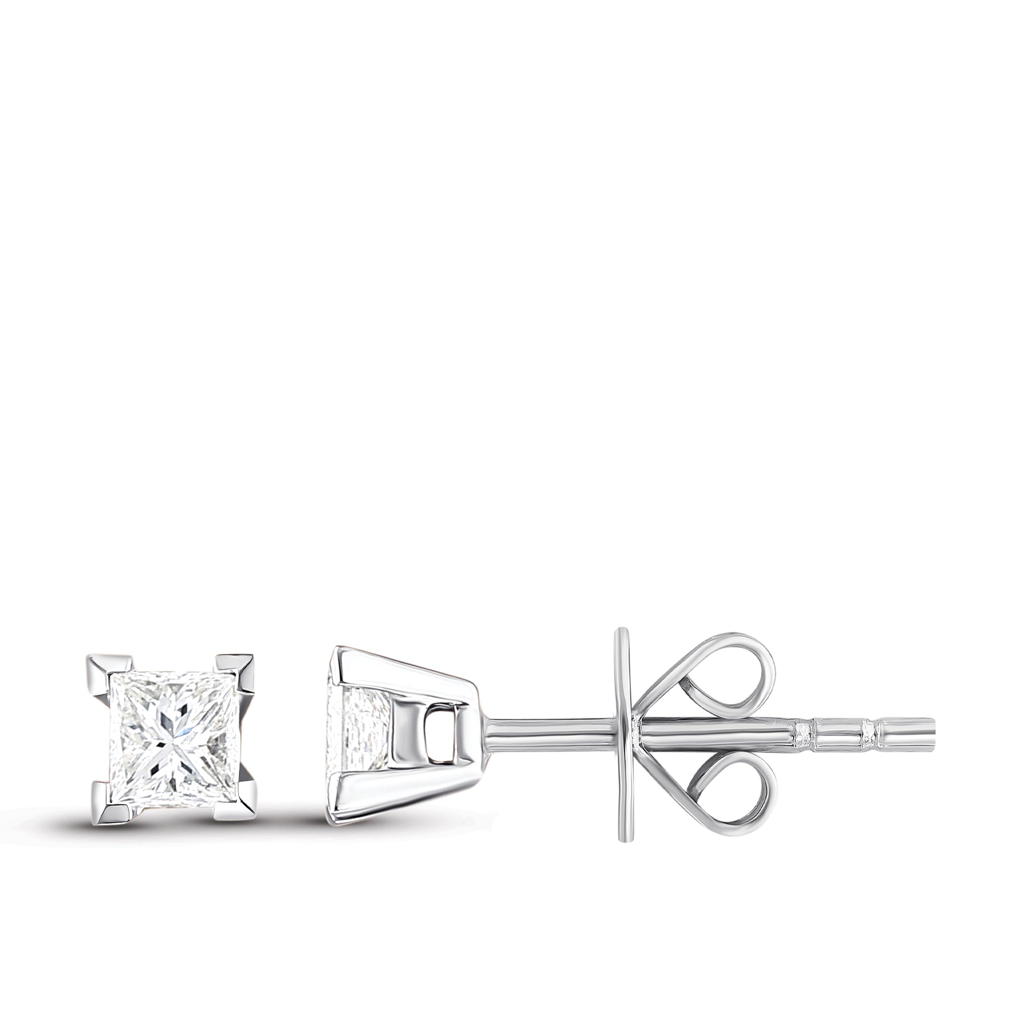 Solitaire Princess Diamond Stud Earrings
