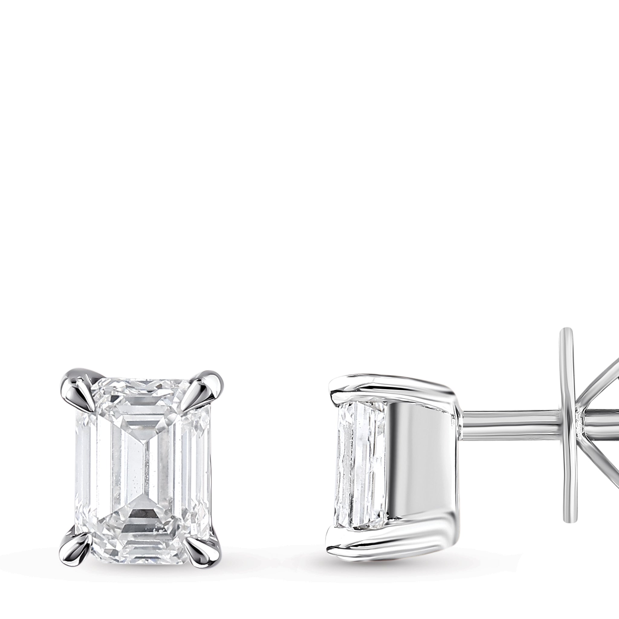Solitaire Octagon Diamond Stud Earrings