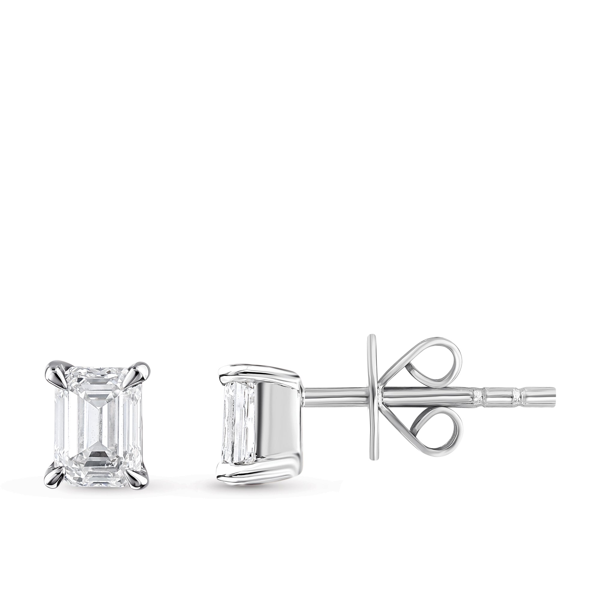 Solitaire Octagon Diamond Stud Earrings