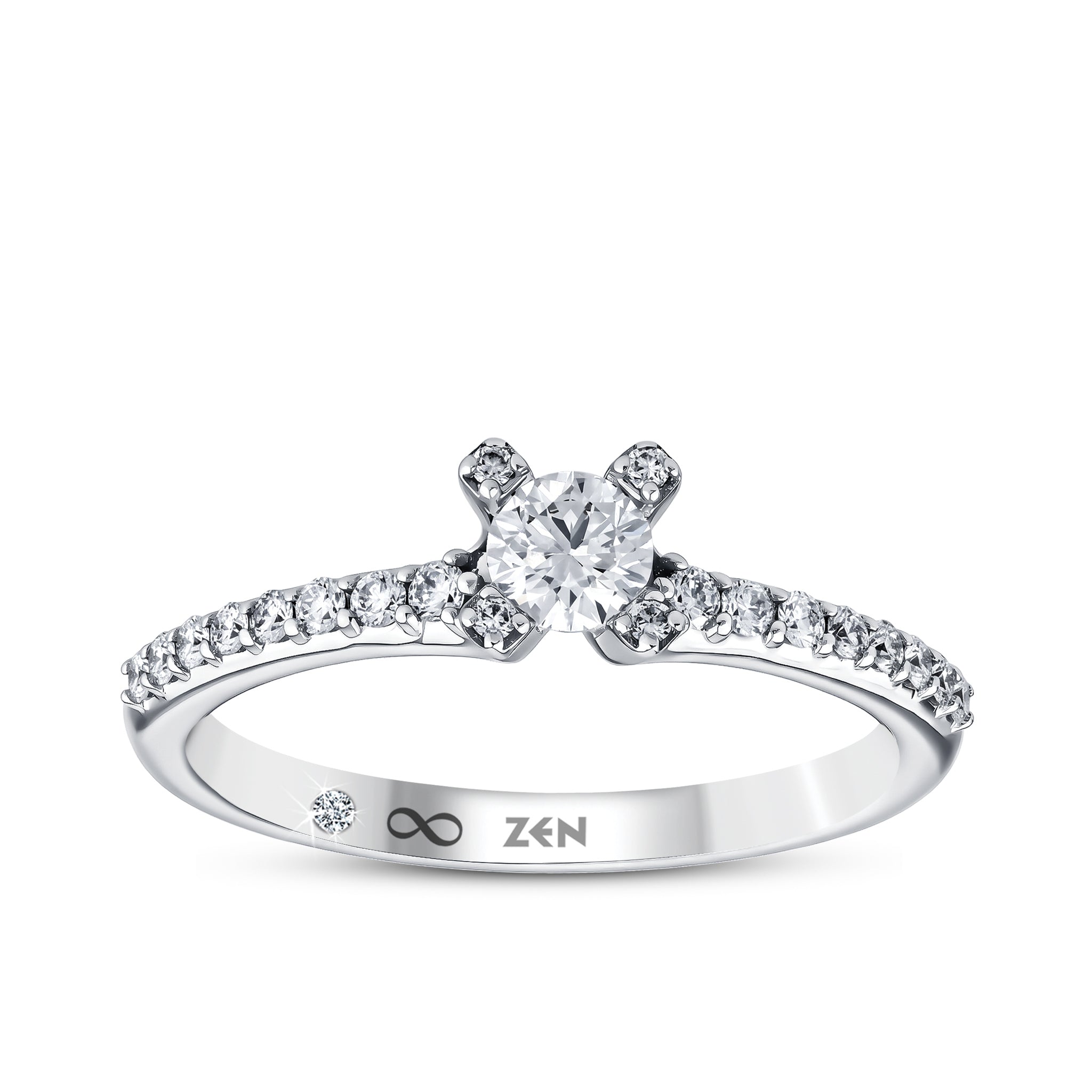 Diamond Side Stone Engagement Ring