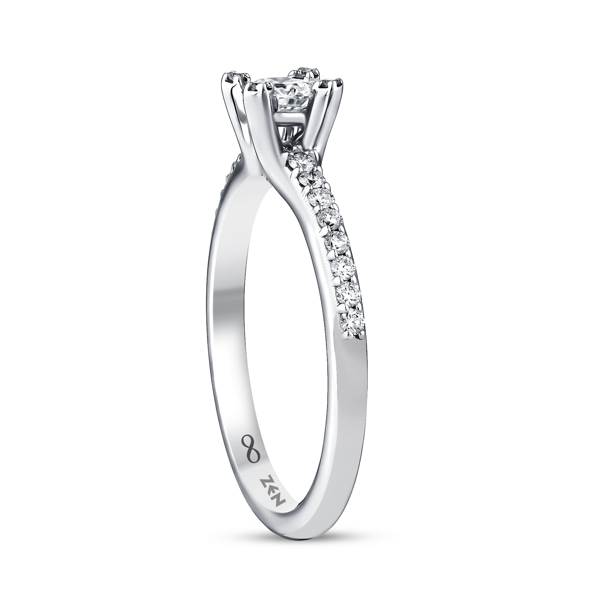 Diamond Side Stone Engagement Ring