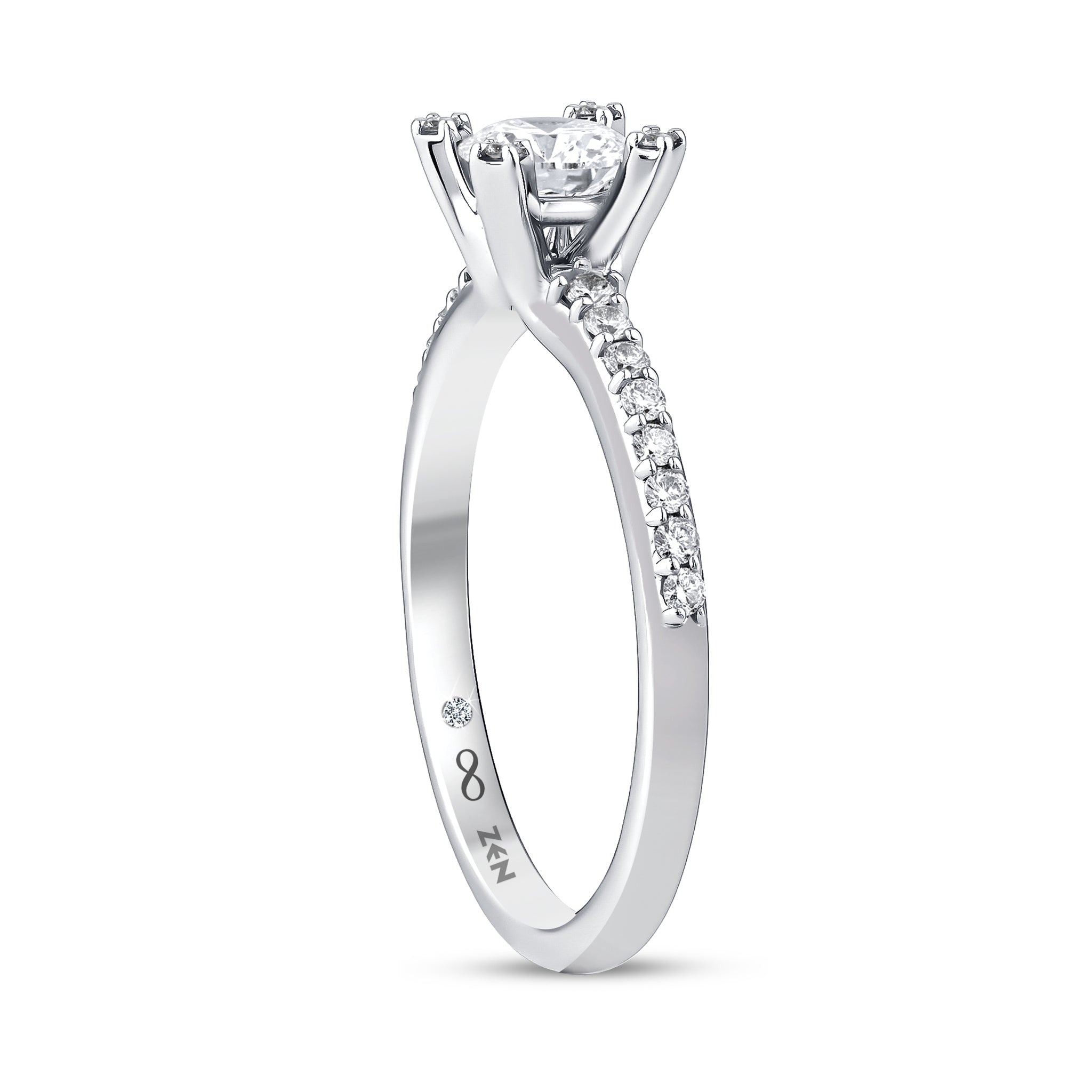 Diamond Side Stone Engagement Ring