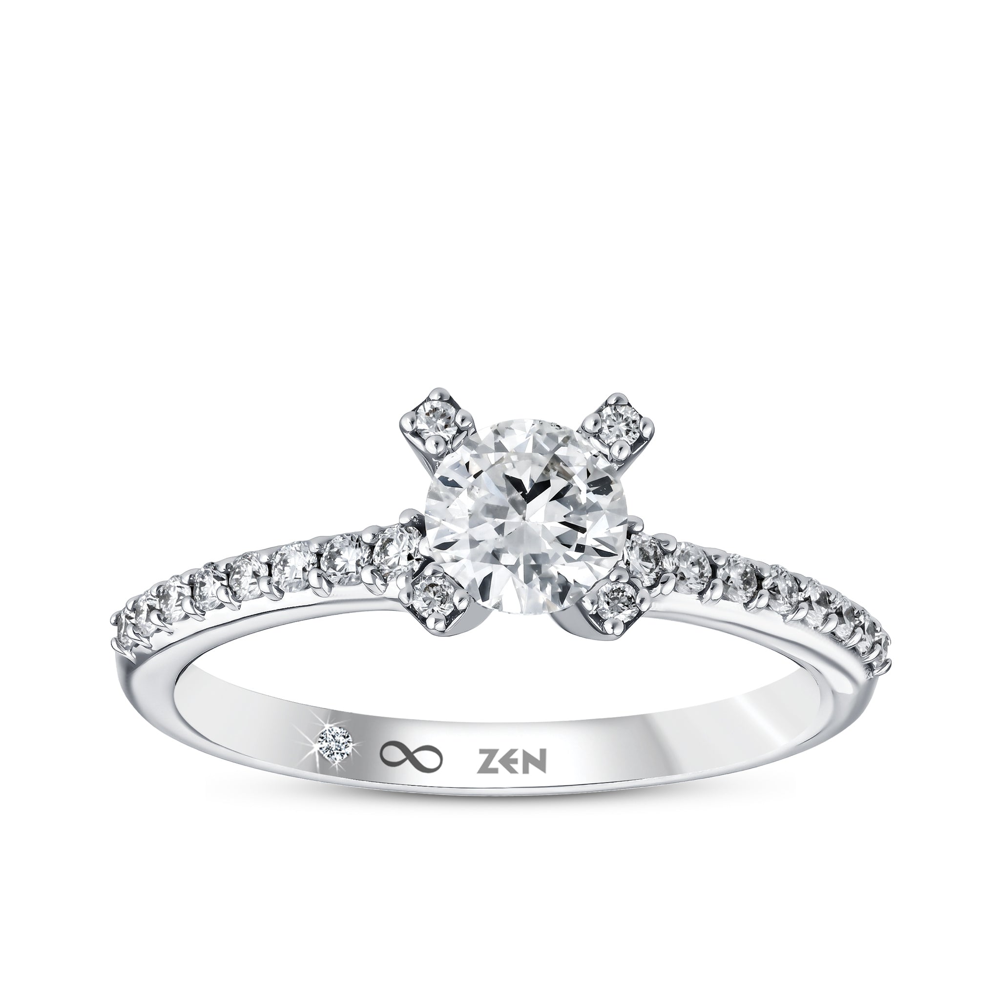 Diamond Side Stone Engagement Ring